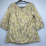 Ralph Lauren  Cropped sleeves Paisley Print Bohemian Top Cotton Sz Large Photo 8