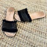 Kate Spade  New York Solaina Slide Black Canvas Raffia Fringe Beaded Sandal Sz 9 Photo 3