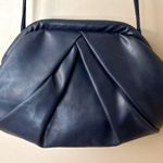 Vintage 80s Navy Blue Retro Bag BAZAAR Clamshell Purse 1980s Photo 0