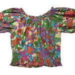 Abound  Floral Smocked Puff Sleeve Crop Top Cotton Made in India Size S Photo 0