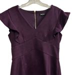 DKNY Women's Purple V-Neck Ruffled Cap-Sleeve Sheath Dress Size 4 Photo 1