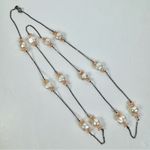 Source Unknown Sterling Silver Freshwater Pearl Angel Skin Coral Long Layering Necklace Photo 4