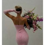 House Of CB  Sofia Strapless Ruched Gown in Fairy Pink Size Large Photo 3