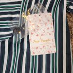 Free People  Womens Striped Button Up Shirt Natural Size Medium Blue Photo 3