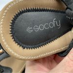 Socofy Black Leather Strappy Mini Wedge Sandals Womens 40 Thong Beach Vacation Size 9.5 Photo 5