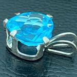 Sterling Silver Vintage 925 Blue Topaz CZ Cubic Zirconia Heart Pendant 1.3g Photo 6