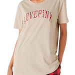 Victoria's Secret PINK VS Vanilla Bean Plaid Short Sleeve Oversized Tunic Tee Size M NWT Photo 0