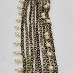 VTG Pinned Pearl Cuff Bracelet 8" Gold Tone White Beads Wide Toggle Closure Photo 1