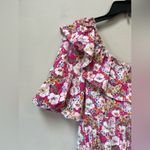 Pink Ditsy Floral Babydoll Dress Off Shoulder Ruffle S Photo 2