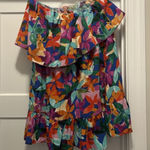 SheIn  Woman Size 12 Floral Strapless Sleeveless Mini Dress Ruffles Vacay Resort Photo 0