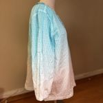 Chico's Chico’s Ombre Tunic Top White Aqua Sz 2 EUC Ruffle Resort Wear Coastal Cruise Photo 3