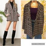 Boutique Blue B collection plaid tweed blazer brown size M Size M Photo 0