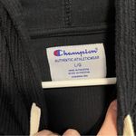 Champion NWT Black Ribbed Athletic Hoodie Cream Accents - L Photo 2