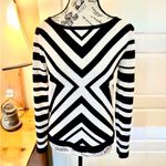 Milly Intarsia Merino Wool Black White Chevron Stripe Sweater~P (XS/Petite) 💛 Photo 7