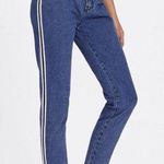 Sporty High Waisted Side Stripe Skinny Jeans Blue Size 8 Photo 0