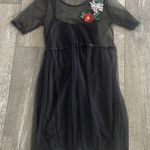 potter's pot  Size Small Black Mesh Floral Embroidered Dress Photo 3