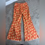 We The Free People 26 Retro 60s Cropped Flare Leg Flower Festival Pants Orange Photo 7