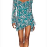House of Harlow 1960 REVOLVE Vaida Mini Dress in Teal Floral Multi Small Blue Photo 0