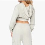 We Wore What NWT Cropped Half Zip Fleece Cotton Hoodie Long Sleeve XS Heather Grey Photo 4