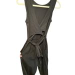 Marine layer  Eloise Belted Jumpsuit Women Small Black Matte Tie Back Boho‎ Photo 6