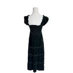 Hill House Home - Velvet Nap Dress Ellie Green Smocked Tiered Midi Sz XS Photo 4