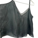Aerie  strappy black cropped satin lace tank top NWT Photo 1
