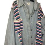 POL Crochet Denim Jean Jacket Shacket size Large Photo 4