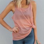 Alo Yoga Lucid Tank Top Size Large Pink Mesh Sheer Breathable Workout Coverup Photo 7