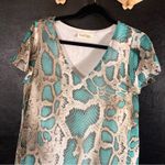 Peach Love California  Turquoise Snakeskin Print Dress‎ Size Small Photo 2