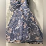 Tobi Blue Floral Organza Double Ruffle Sleeve & Neckline Mini Dress - S Photo 9