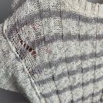 Free People  Gray & Cream Striped High Low Knit Short Sleeve Shirt Photo 6