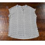 Pleione Short Sleeve Blouse w White/Black Geo Pattern Dolman Sleeves Career - M Photo 2