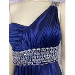 My Michelle  Blue One Shoulder Ruched Formal Beaded Empire Waist dress size 13 Photo 10