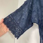 XCVI  Blue Lace Short Sleeve Sheer Swimsuit Coverup Tunic S Floral Embroidery Photo 8