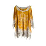 C EST.1946 Women’s Boho Yellow Blouse 3/4 Sleeve Crochet Embroidered SZ 22/24 Photo 7
