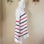 Rachel Zoe White Hoodie w Blue Red Stripes M NWT! Photo 3