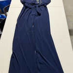 Spense Dark Blue Sleeveless Lace up chain wide leg Jumpsuit size 6P EUC Photo 0