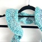 Handmade Potato Chip Scarf Blue Crochet Eyelash Knit Photo 1