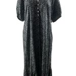 Old Navy Ditsy Floral Midi Puff Sleeve Prairie Dress in Black and White Photo 0