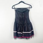 Jessica McClintock For Gunne Sax Black PolkaDot Strapless Tulle Hem Trim Dress 5 Photo 1
