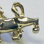 Gold Tone Lion Pin Brooch Green Rhinestone Eyes VERY SMALL Zoo Animal Vintage Photo 6