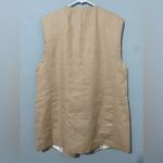 ZARA Bloggers Favorite Beige Bohemian Long Line 100% Linen V-Neck Vest Size L Photo 8