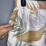Tahari  Tropical Leaf Print Linen Wide Leg Pants - Tan Sage Lavender White - M Photo 3