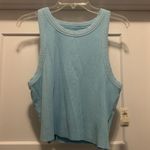 Aerie New Textured Free Spirit Ribbed Tank Top Light Blue XL Game Day Photo 0