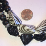Black & White Zebra Stripes Beaded Double Strand Boho Necklace Photo 6