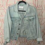 Blank NYC Sign your name light wash ruffle trim denim jacket Photo 2