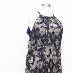 Betsy and Adam . Plus Size Layla Halter Top Foil Print Gown. Photo 8