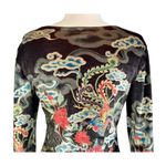 CLIO Vintage 90s Y2K Japanese Floral Velvet Velour Rhinestone Bell Sleeve Top M Size M Photo 7