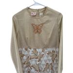 Vintage Jerell of Texas butterfly dress brown & tan medium Photo 3