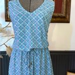 Cabana Life Geometric UPF 50+ Elastic Drawstring Waist Vacation Dress Sz L 💚🍄 Blue Size L Photo 3